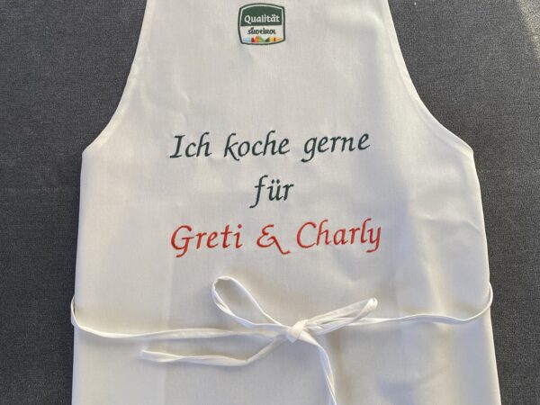 Schürze „Ich koche gerne für Greti & Charly“