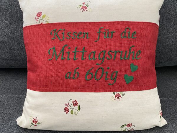 Polster „Mittagsruhe ab 60ig“